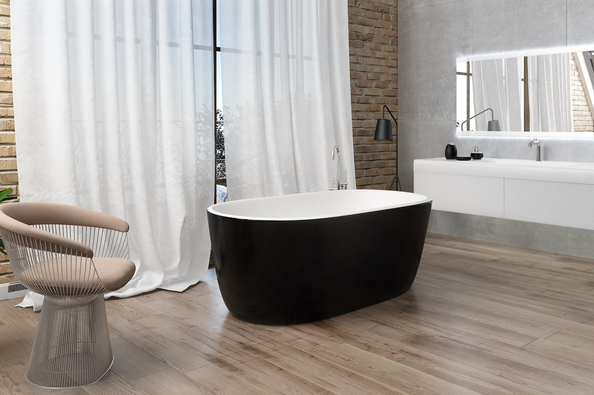Azur Xonyx™ stone bath with black RAL outer finish