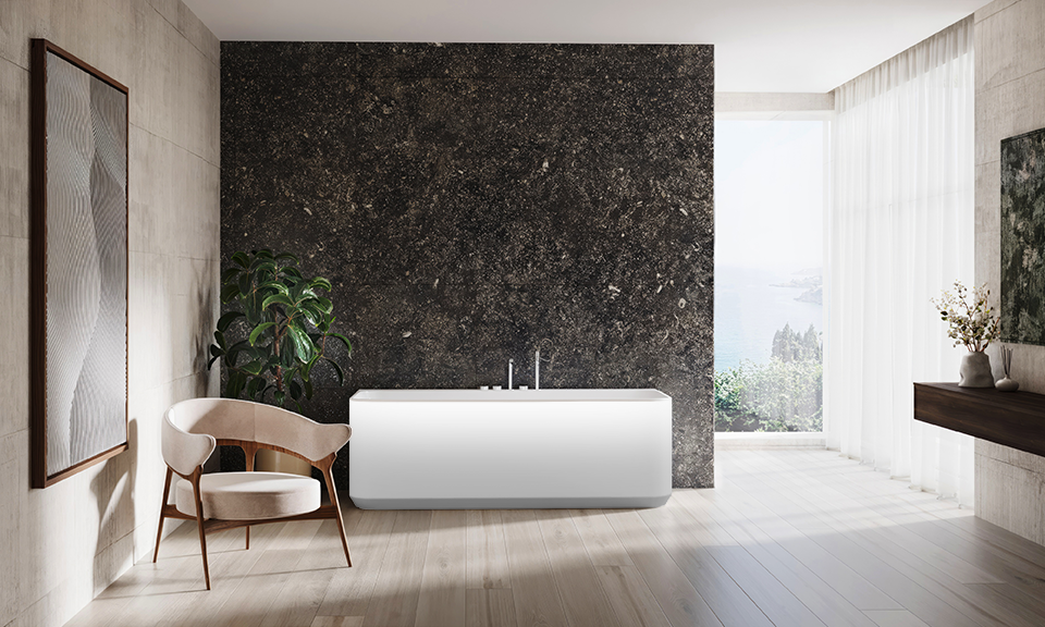 Cleo Wall bathtub with transparent RAL colour option