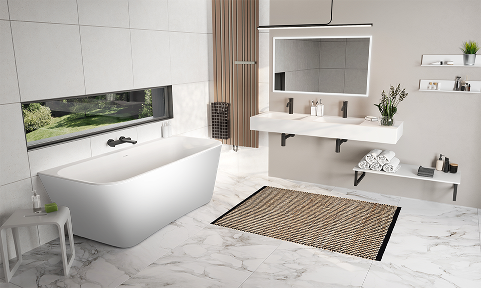 Como Wall,seinaliidesega vann,Xonyx kivivann,solid surface vann,Balteco disain,RAL viimistlus,monoliitne vorm,elegantne vann,Eesti disainvann
