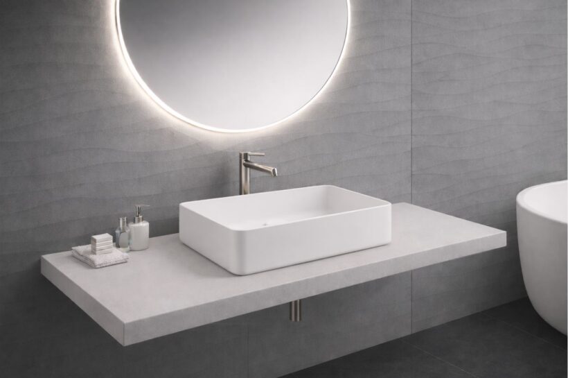 Neo Q seeria kandilise vormiga valge valamu