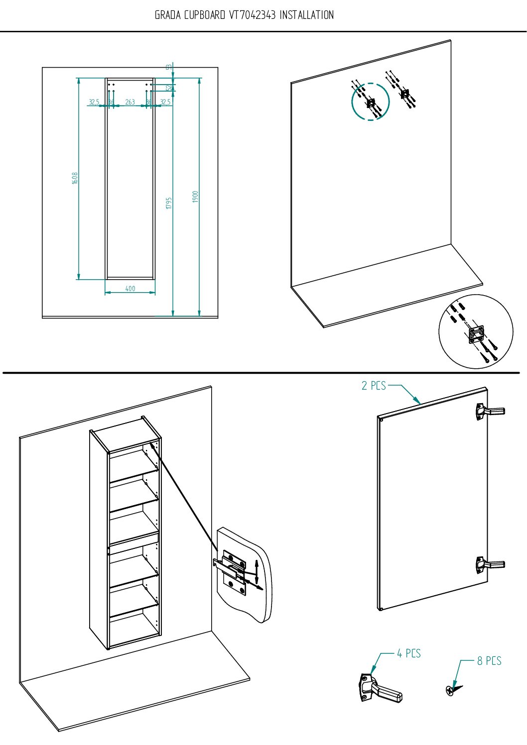 Side cabinet installation