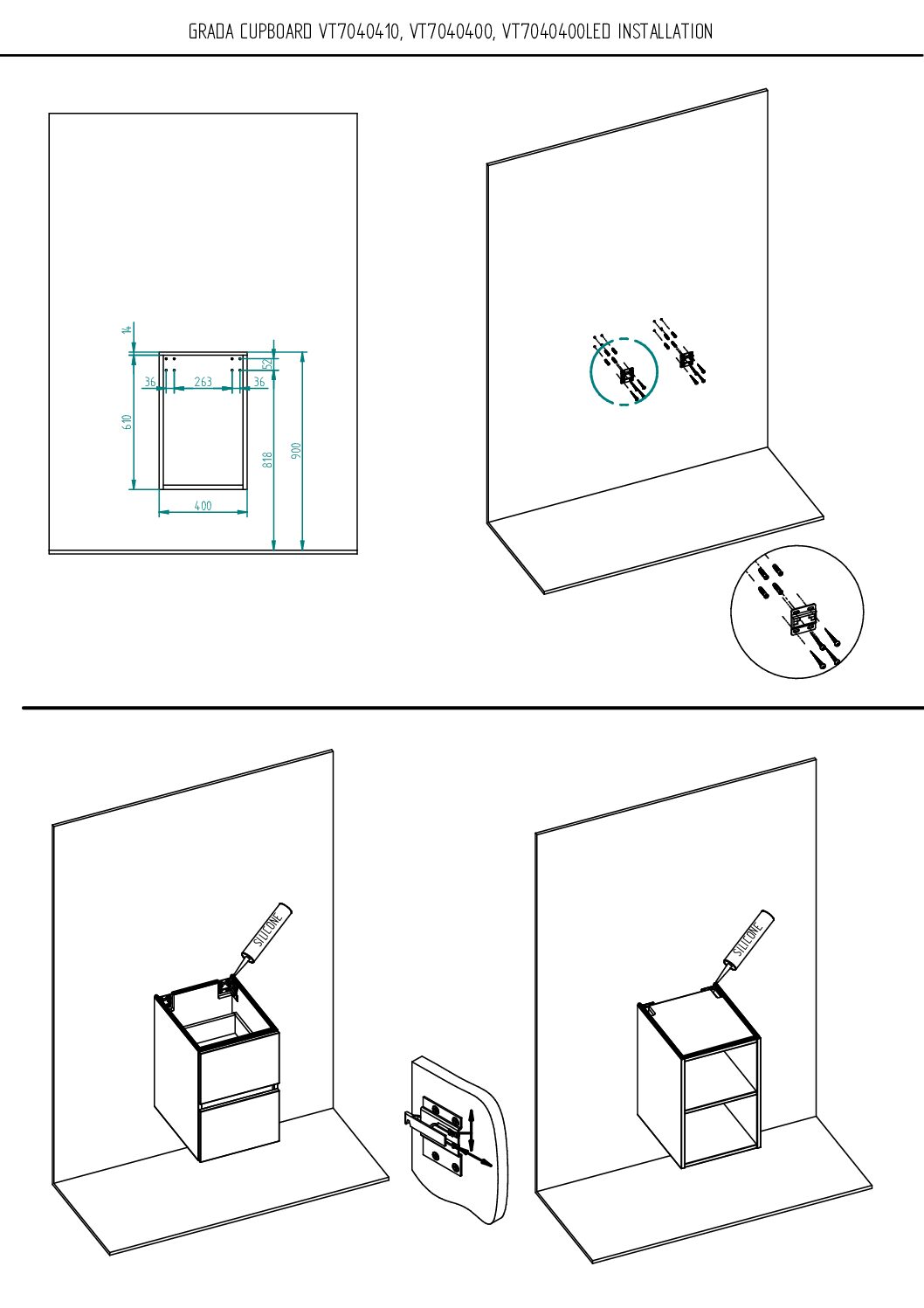 Installation of basin side cabinet and shelf