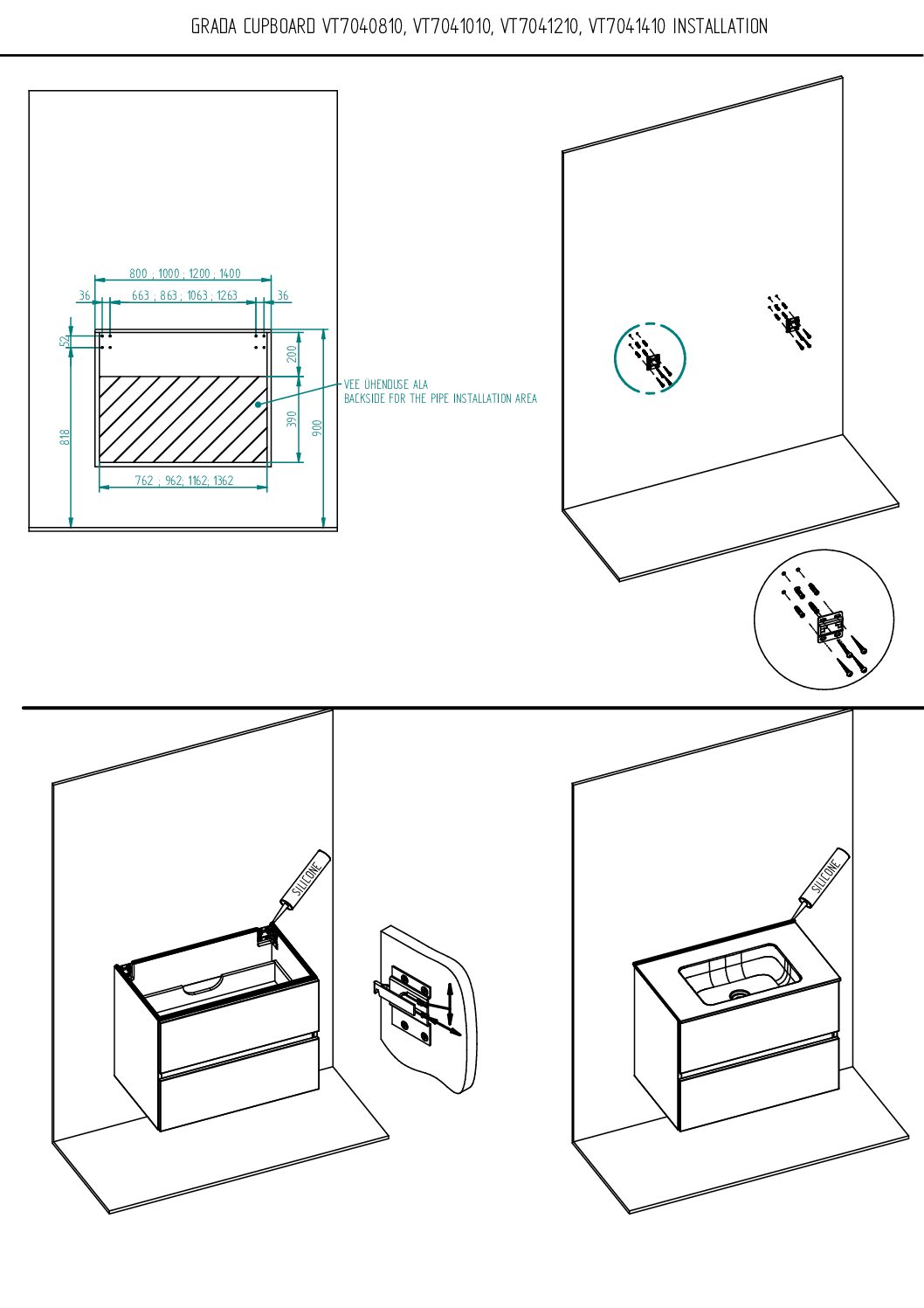 Basin cabinet installation
