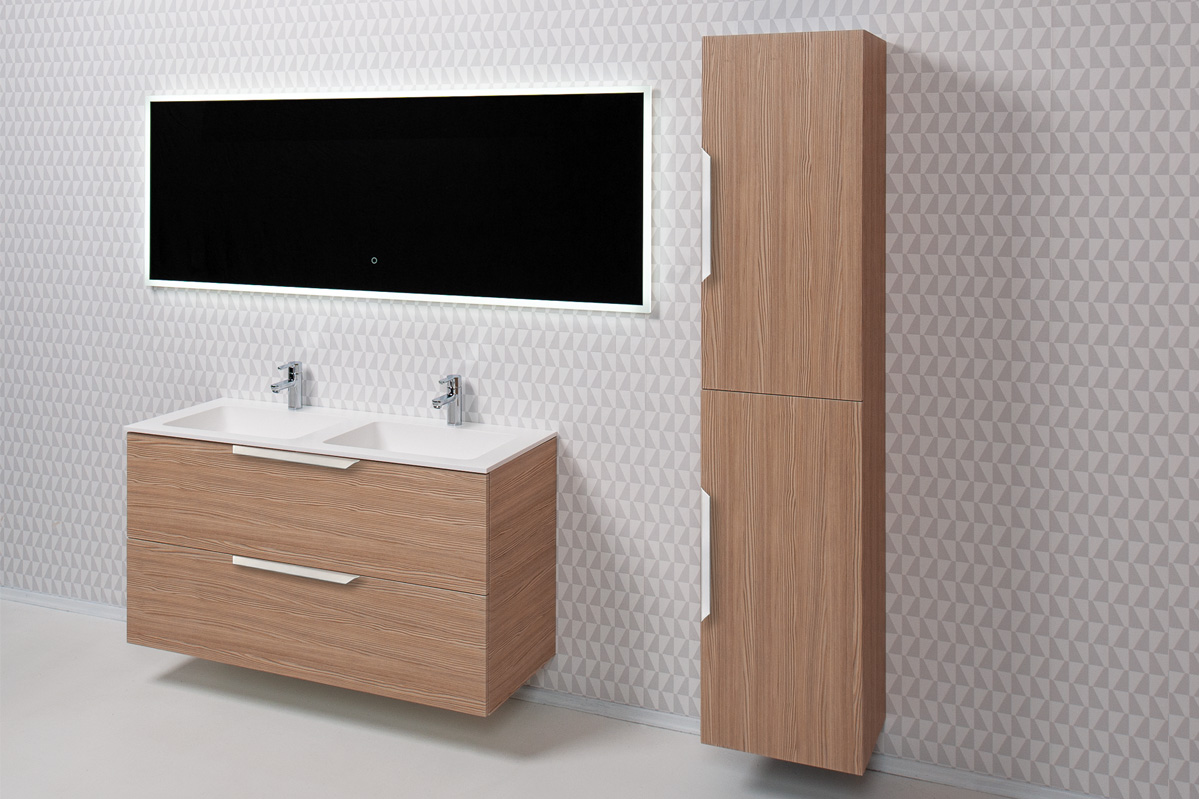 Forma vannitoamööbel,Balteco mööbel,vannitoamööbel,poolmatt toon,PVC viimistlus,Blum Tandembox,Xonyx lettvalamu,GelCast valamu,LED-peegel,Eesti disain