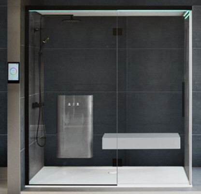 sBalteco SteamBot aurusauna dušinurk LED-valgustuse ja veekindla laega