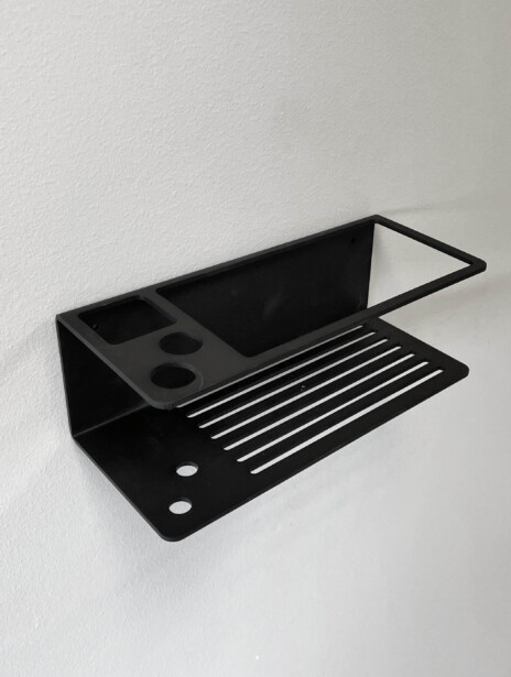 Must alumiiniumist vannitoariiul 23 × 10 × 8 cm, roostekindel ja seinale kinnitatav